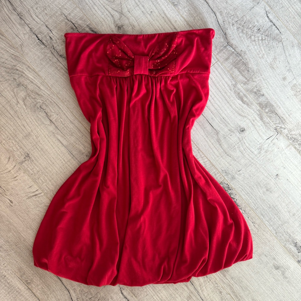 Vintage Y2K Wet Seal Red Strapless Babydoll Dress